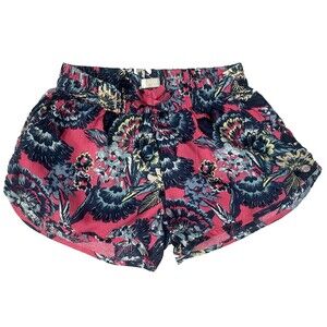 Roxy Girls Size 10 Shorts Lightweight Pull On Elastic Waist Pink/Blue Floral